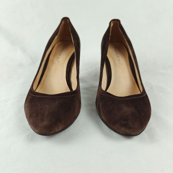 Chocolat Blu Brown Suede Round Toe 3” Heel Pumps Size 7.5 Minimalist Academia - Picture 5 of 8